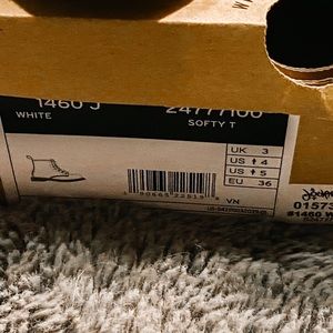 White Dr. Martens child size 4, woman’s size 6 gold embellishments